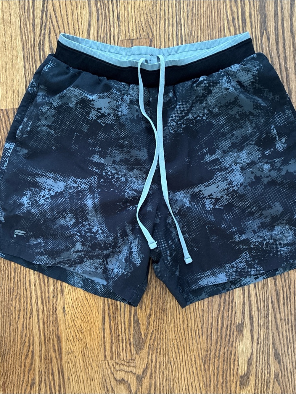 Fabletics Men's Black Shorts with Light Blue Accents